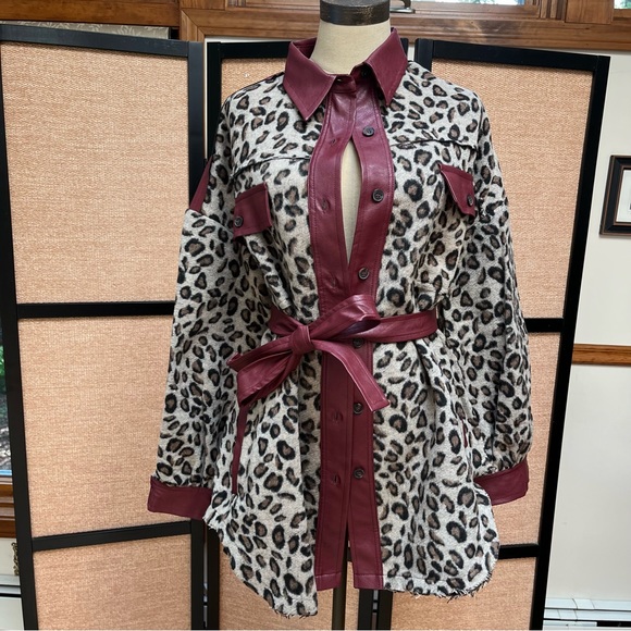 Jackets & Blazers - FINAL PRICE DROP Leopard Print Leather Trench Coat